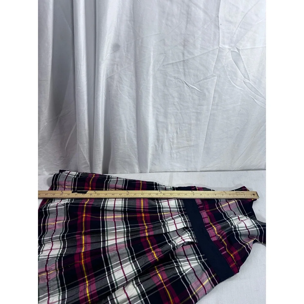 OshKosh B'gosh Plaid Sleeveless Dress 7 Navy Magenta Tartan Girls